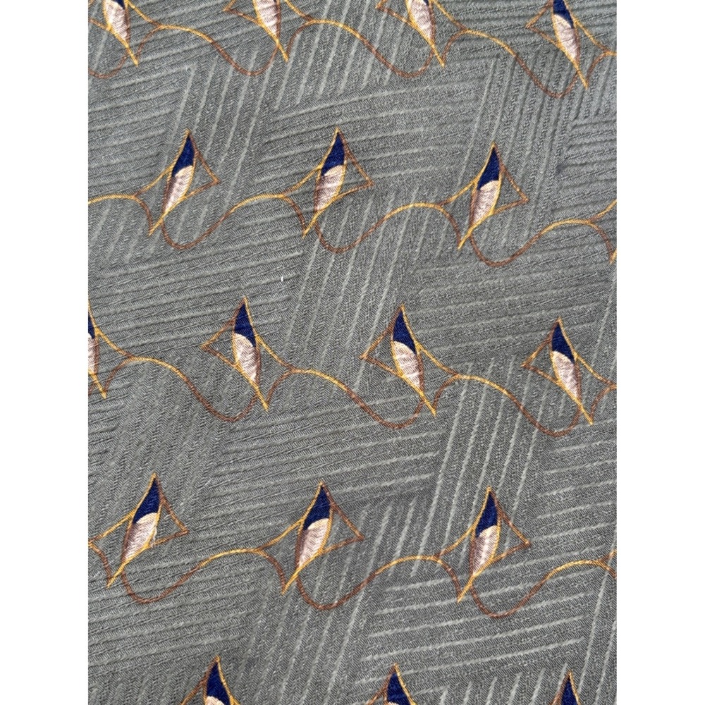 Bill Blass Black Label Men's 100% Silk Tie Sage Green Navy Geometric Abstract - Picture 5 of 5